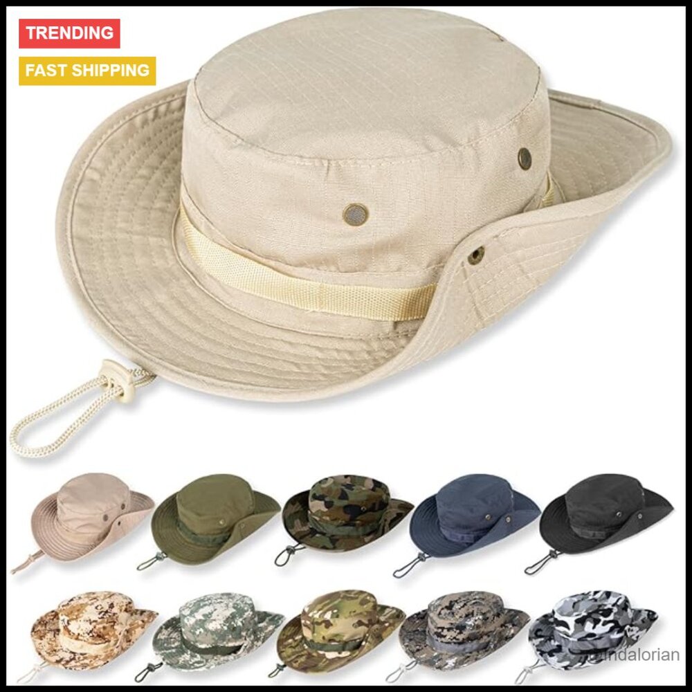 Unisex Upf 50+ Bucket Hat Adjustable Safari Fishing Hiking Outdoor Adventure